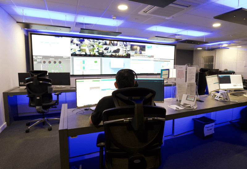CCTV camera installation and monitoring screens